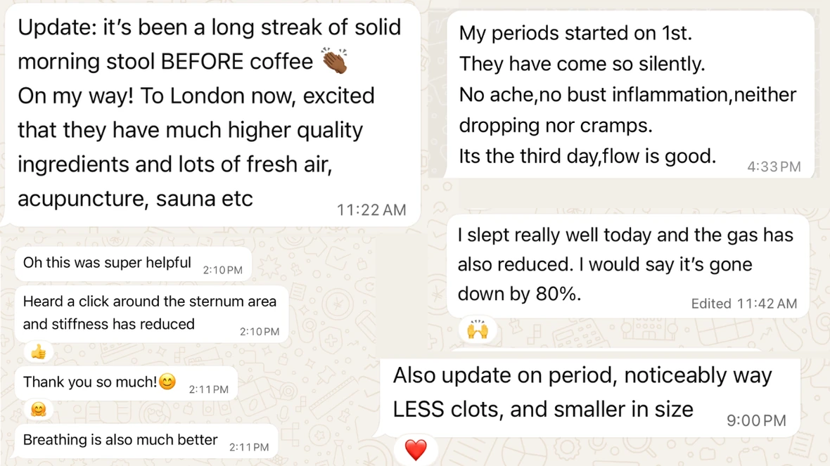 Client check-in and testimonial screenshot